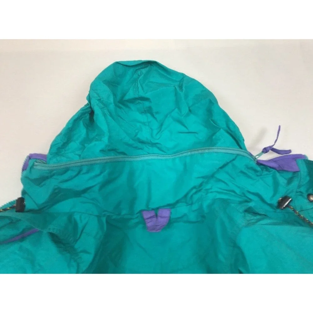 Couloir Ski Jacket Coat Vintage Womens Size 10 Green Purple Hidden Hood‎